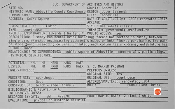 Courtesy of the SC Dept of Archives and History – 1981
