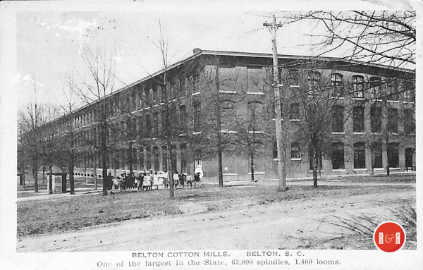 Postcard view of the old Belton Cotton Mill.  Courtesy of the AFLLC Collection - 2017