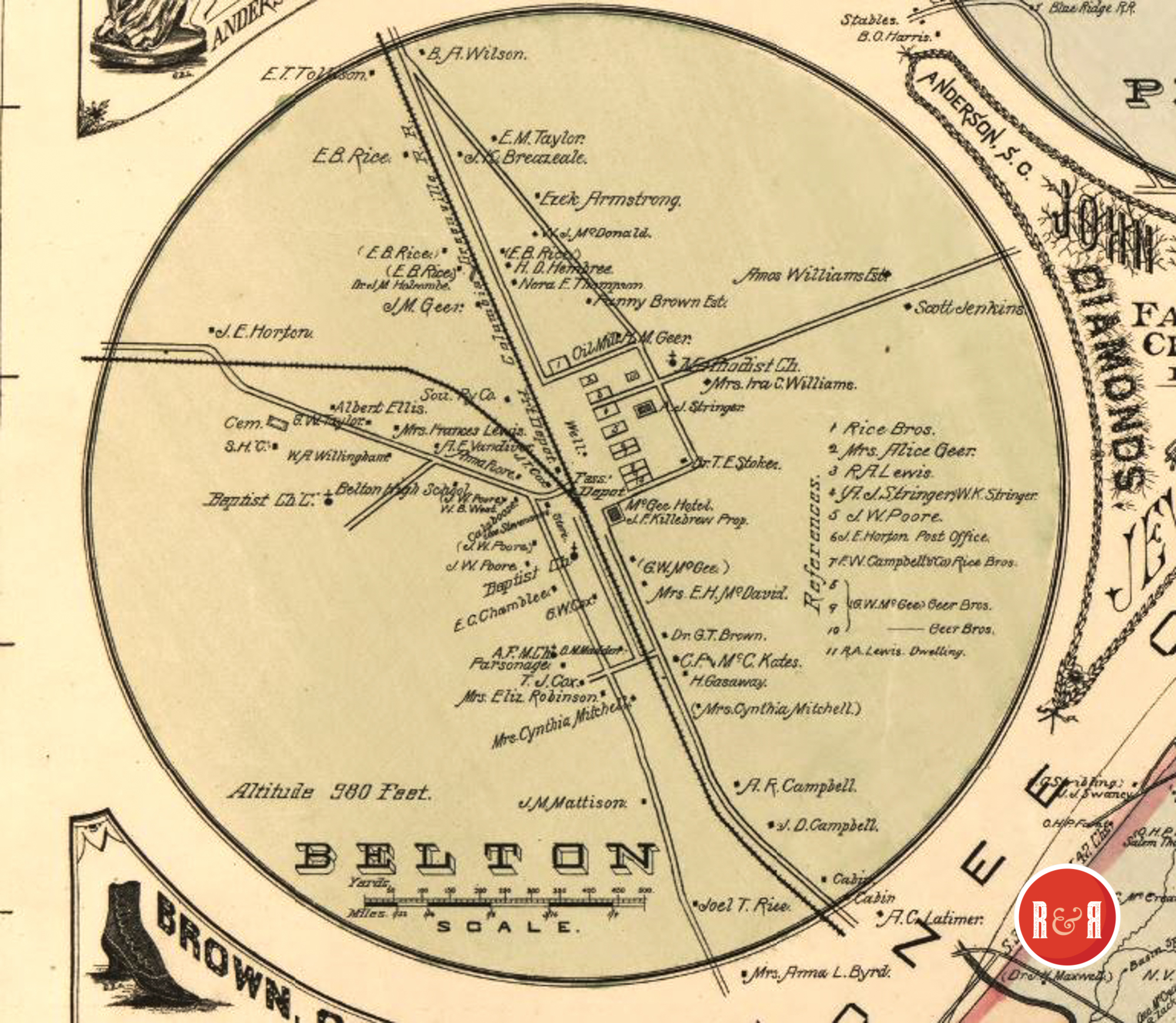 CITY OF BELTON - MAP ENLARGEMENT / 1896
