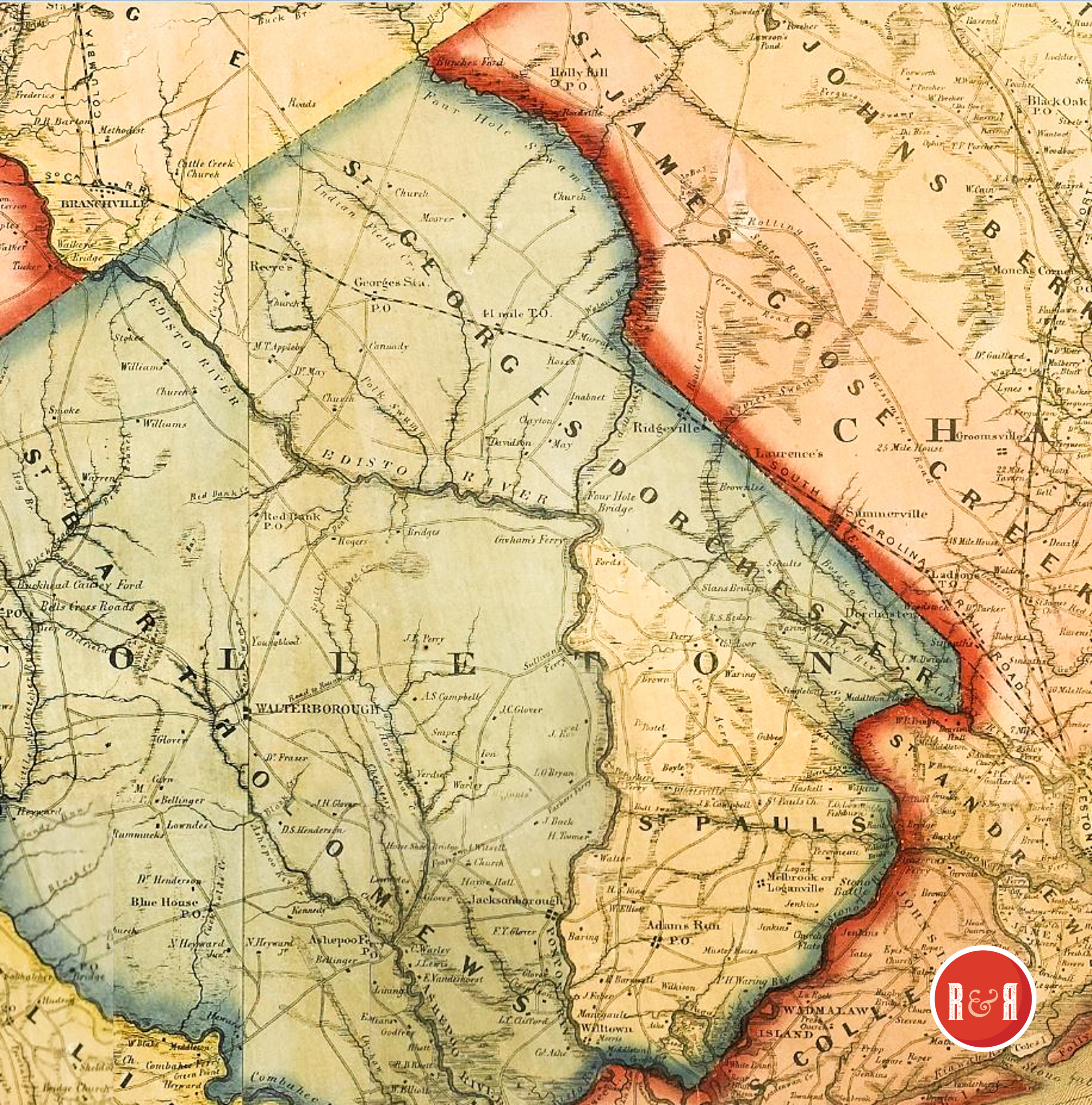 COLTON'S 1854 MAP - ENLARGEMENT