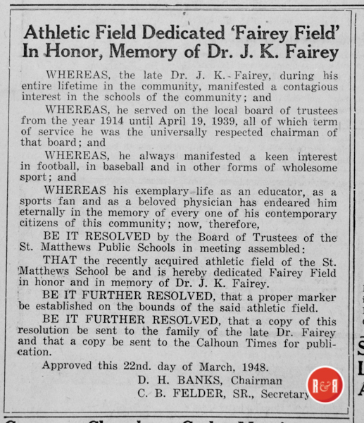 Fairey Athletic Field Article