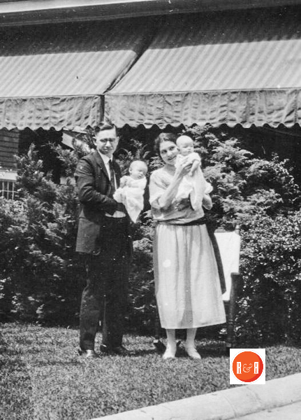 Mr. and Mrs. P. W. Fairey with their twin sons, Frank and Joe. This image was taken in Greenville, S.C. prior to their return to St. Matthews to begin Fairey Motor Company. Courtesy of the Fairey - McCall Collection.