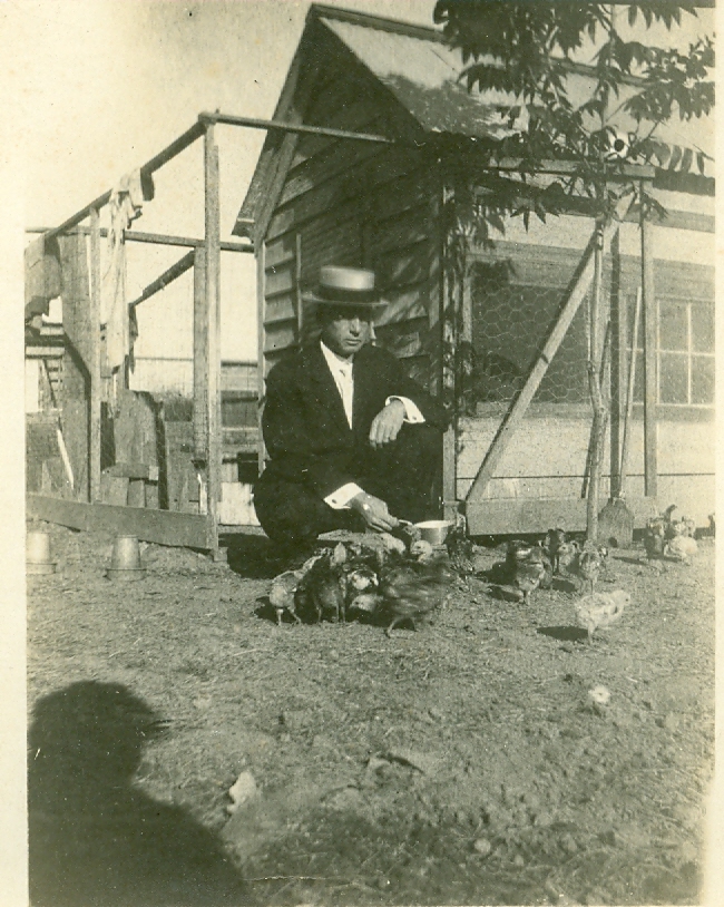 Dr. Fairey in his barnyard. Courtesy of the AFLLC Fairey Collection