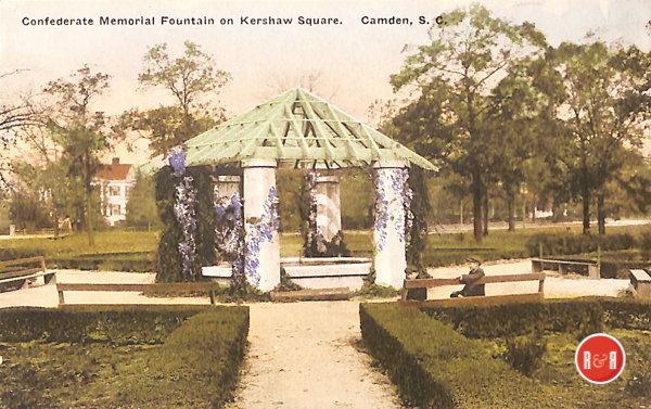 Postcard view of the Monument Square Park, with a view of the Shannon House in the background.  Courtesy of the AFLLC Collection - 2017