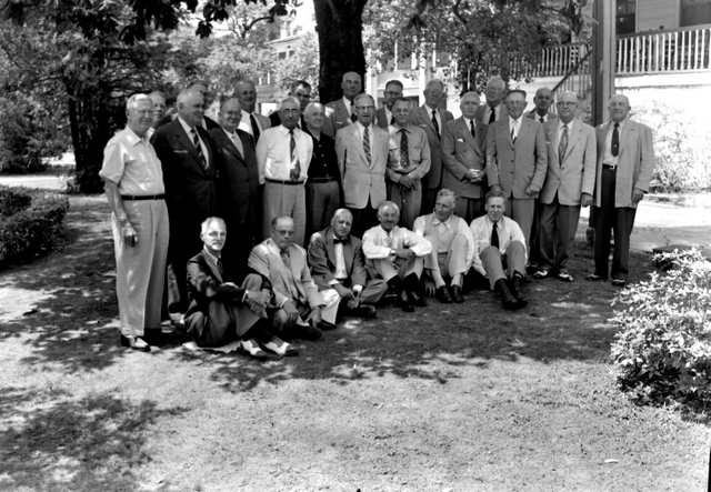 WW I officers having a reunion here in May of 1955. Included in the image are members of the 371st Infantry including George W. Potts of Fort Mill, SC, and J.B. Pate, the Secretary of the group.