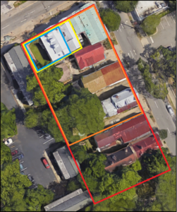 Lot 13 of Daniel Cannon's property has been subdivided repeatedly as shown with the colored lines.