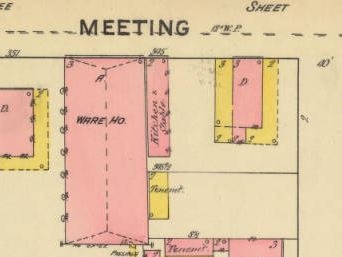 Diagram showing the John Davis house at #2 Hutson Street or #341 Meeting, in 1888.
