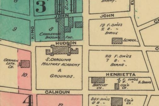 The 1888 Sanborn Map shows the square and the surrounding areas.