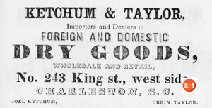 Ad from the Charleston City Directory, ca. 1851-52 for the Joel Ketchum and Orrin Taylor Company