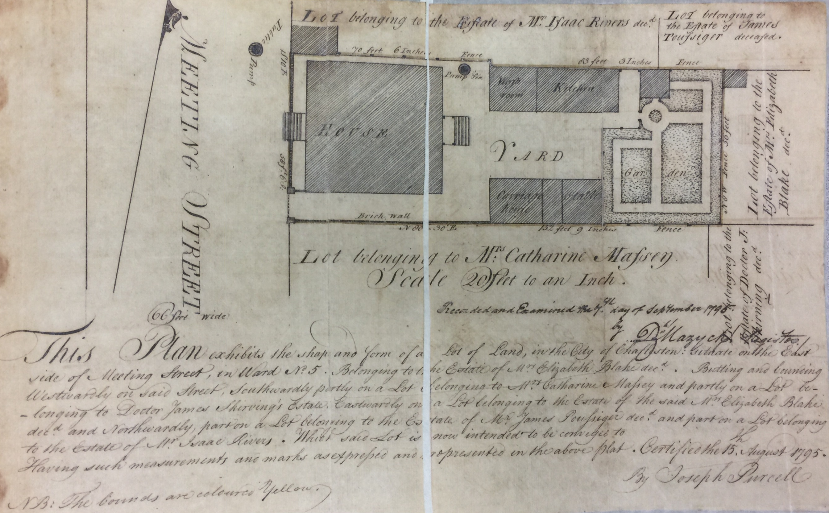 Historic 1795 plat of property.  Courtesy of the Eberle Collection - 2017