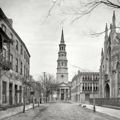 Charleston, South Carolina, circa 1910. “St. Philip’s Church and French Huguenot Church.” Courtesy of the Shorpy Archives Collection. Not for distribution or reprint.