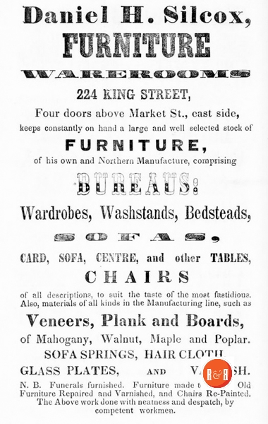 Ad contained in the Charleston City Directory, ca. 1851-52