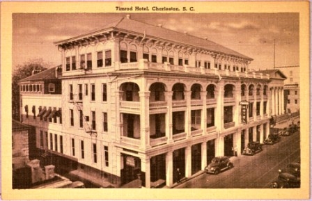 The beautiful Timrod Hotel once stood on Meeting Street opposite the entrance to the park. Courtesy of the Wingard Postcard Collection – 2013