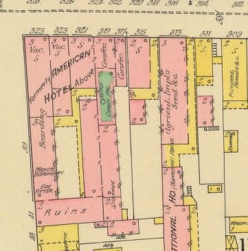 Charleston Sanborn Map excerpt of the location in 1888.
