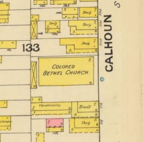Diagram in 1888 showing the church – Sanborn Map Company