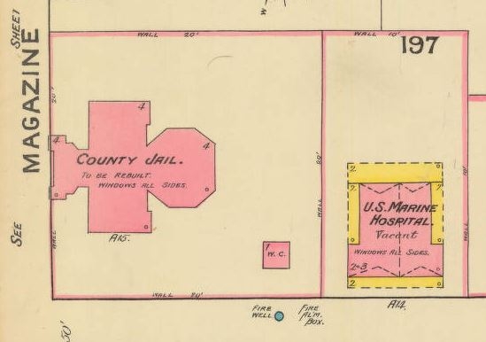 Diagram of the Marine Hospital in 1888 – Sanborn Map