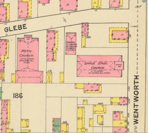 An 1888 diagram of the Grace Episcopal Church area.