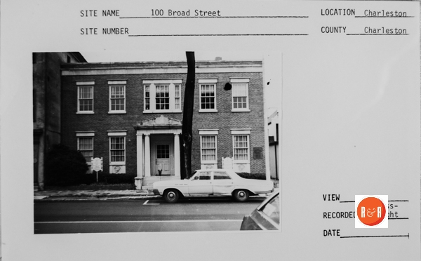 #100 Broad St., Courtesy of the SC Dept. of Archives and History