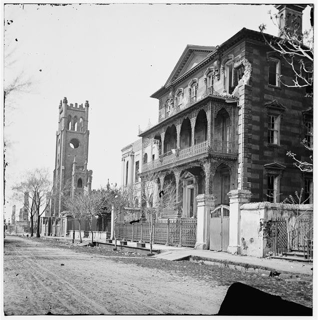 Image of Broad Street and the church in the background following the fire of 1861. Courtesy of the Library of Congress.