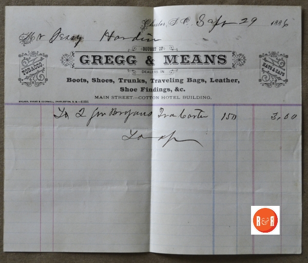 Note even merchants in far away Chester, S.C. relied heavily on the Charleston printing company for their order forms and stationary. Courtesy of the Hardin – Oates – McMaster Collection, 2016