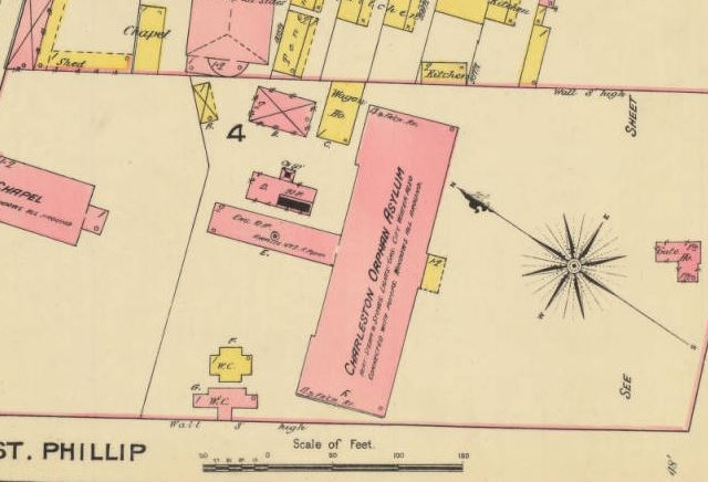 An 1888 diagram of the orphanage – Sanborn Map