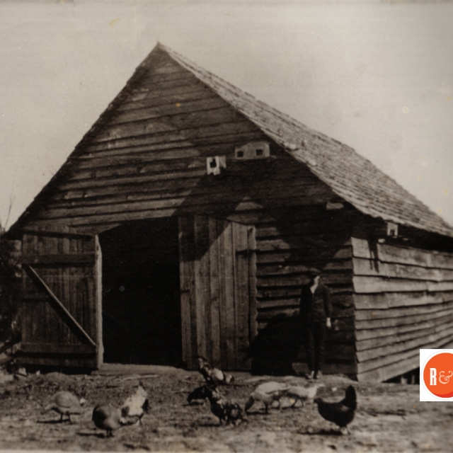 Carroll barn at the rear of the home, demolished ca. 1950 and materials used to construct a newer barn on the premises.