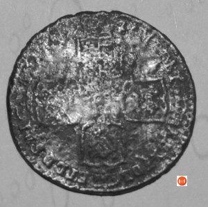 British coin found in the yard of the Lews Inn by the current owners.