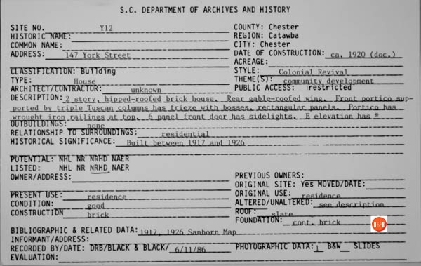 Courtesy of the SC Dept. of Archives and History – 1986