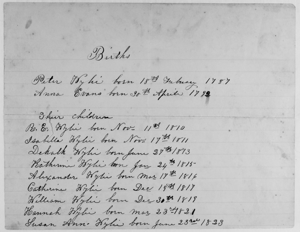 Wylie Family Birth Records - JMG Collection 2019