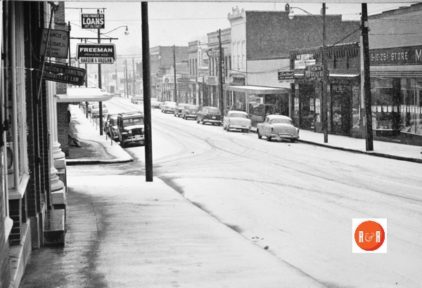 Gadsden Street in the snow, – 1950’s Courtesy of the Chester Gen. Society of Richburg, SC