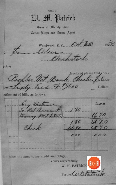 Receipt of deposit for Sam Weir of Blackstock at the bank.  Courtesy of the Russell Collection – 2015