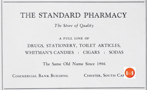 Standard Drug Store was later moved to Gadsden street. Ad from 1932.