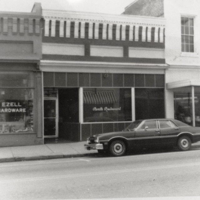 Ezell’s and Pundt’s next to each other on Gadsden St., ca. 1975.