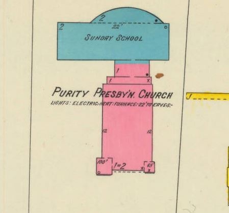 1917 – Sanborn Map Layout of the church site.