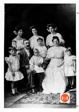 The S.W. Pryor family in 1909. Front row, Ruth Pryor, Dr. S.W. Pryor, holding S.W. Pryor Jr., Sara Pryor, Mrs. S.W. Pryor and Clara Dale Pryor. Others are unidentified. Courtesy of the Pettus Archives at Winthrop University.