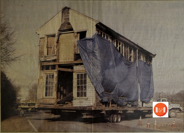 The Wherry House being moved for restoration and preservation in another location, 1994.