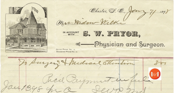 Bill from S.W. Pryor of Chester, SC
