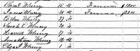 Census records on James Wherry in 1850 show that he was not a rich planter but rather a middle class farmer.