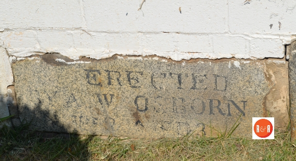 Quarried granite stone showing the construction of the house in 1853 by the Osborne family.