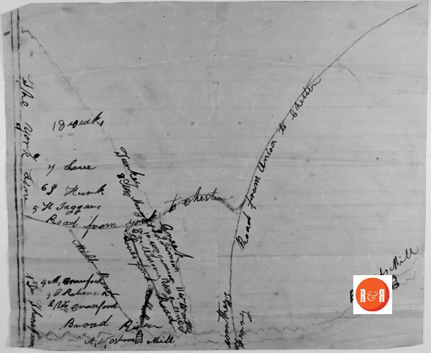 Location of the mill on the property is shown under the R&R red watermark. Courtesy of the Osborne Collection.