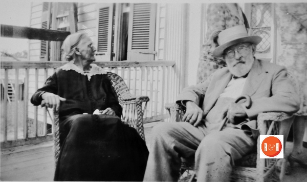 Harriet B. Erwin Sims (1848-1929) and her husband William R. Sims (1840-1935) at the Erwin-Abell home where she had lived as a child.