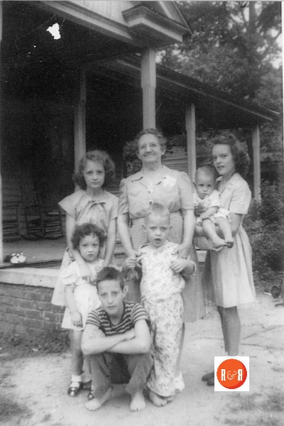 Grandmother, Irene Lathan (middle), Betty Moore (back left), Helen Moore (back right), Edward Moore (held by Helen Moore) – Circa 1945