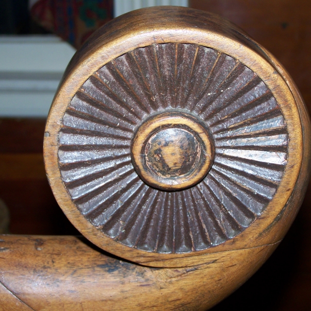 Staircase newel at Albrion Plantation, another example of Coulter’s fine craftsmanship. This staircase has been likened to that at Seven Oaks by Darby family members.