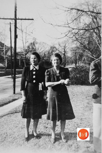 Louise Henry and Bernice Fudge sisters outside of the A.T. Henry home on Columbia street.
