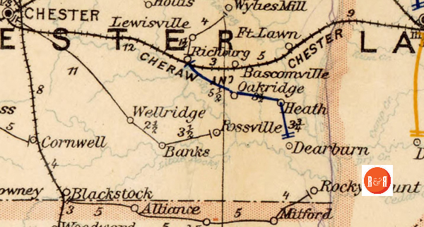 1896 Postal Map showing Blackstock, S.C.