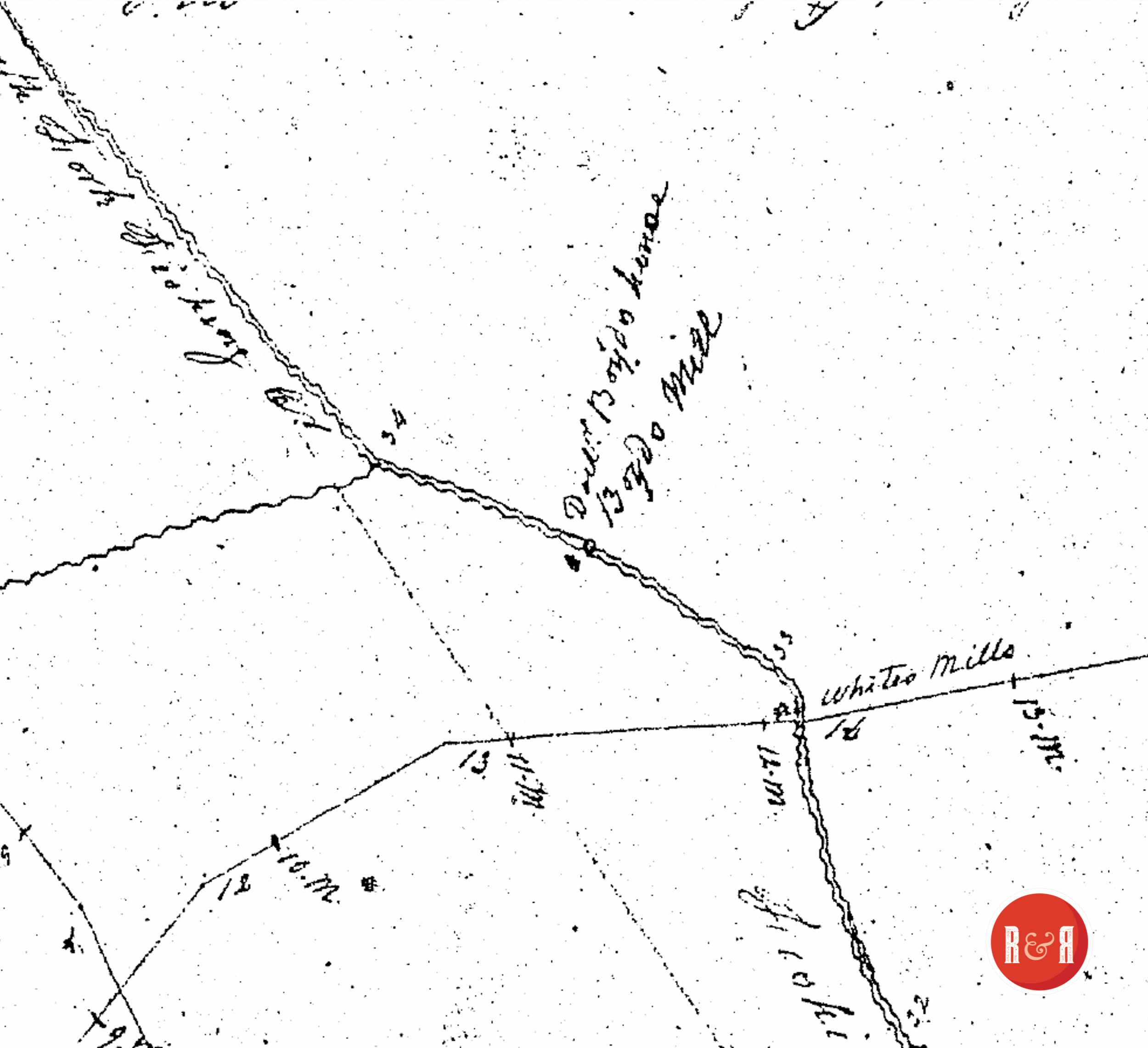White's Mill at Lando, S.C.  Image via Boyd's 1818 Survey Map of Chester Co., S.C.