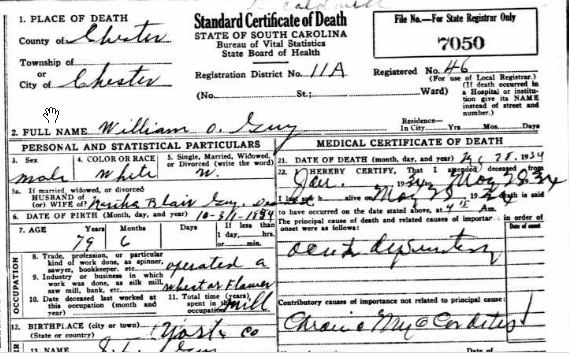 William O. Guy’s Death Certificate