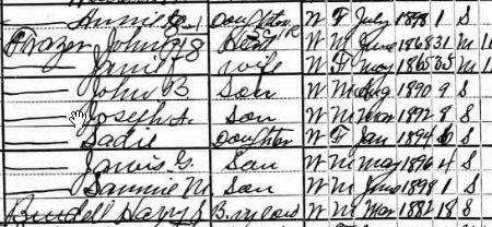 Mr. Harry Burdell’s census report as of 1900. He is buried at Uriel Presbyterian Church at Lewis Turnout.
