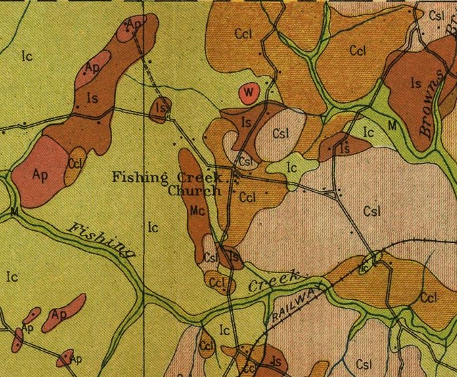 1912 Soil Map of the area around Fishing Creek