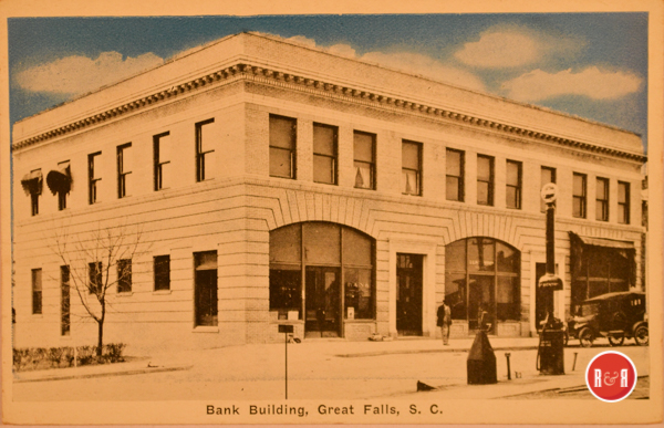 Postcard view of the Great Falls Bank.  Courtesy of the AFLLC Collection - 2018